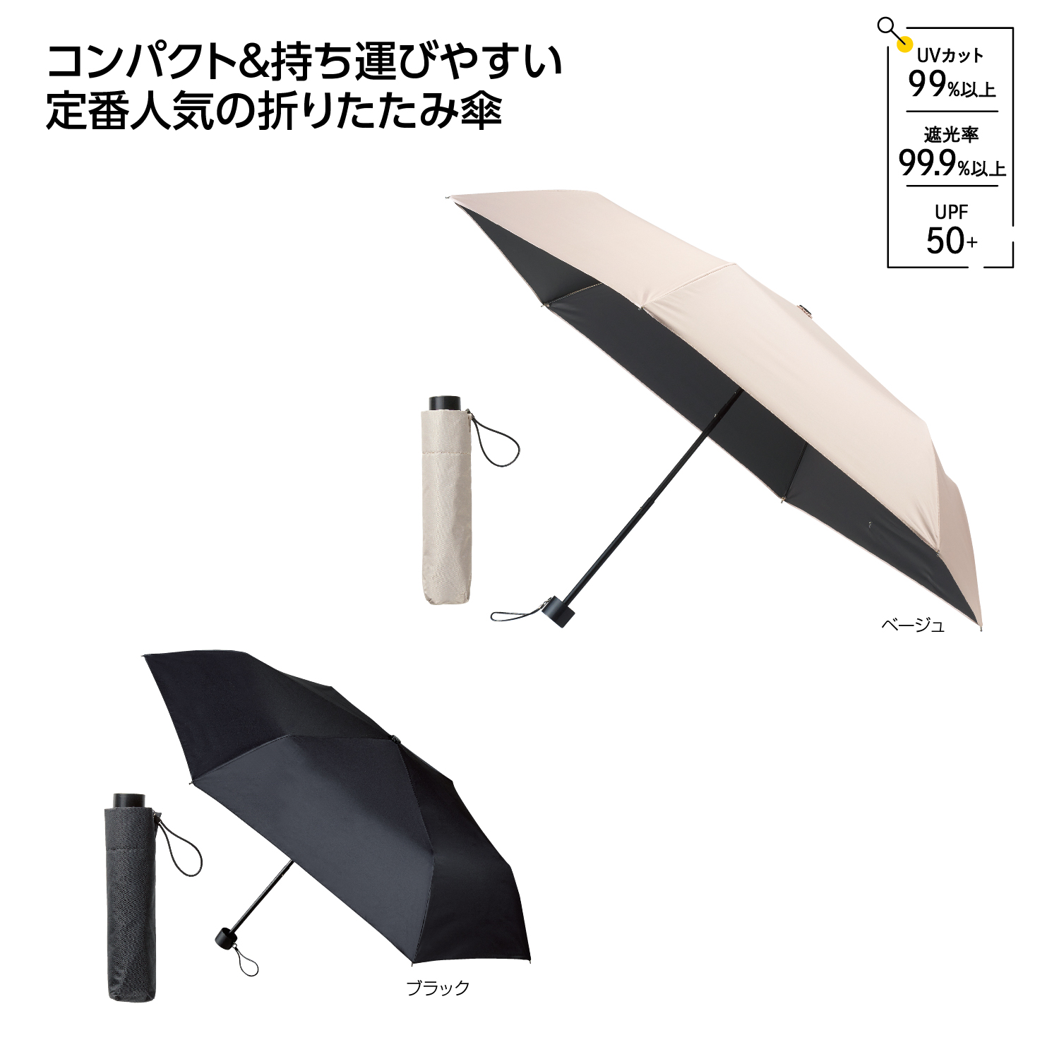 ベーシックカラー晴雨兼用折りたたみ傘イメージ