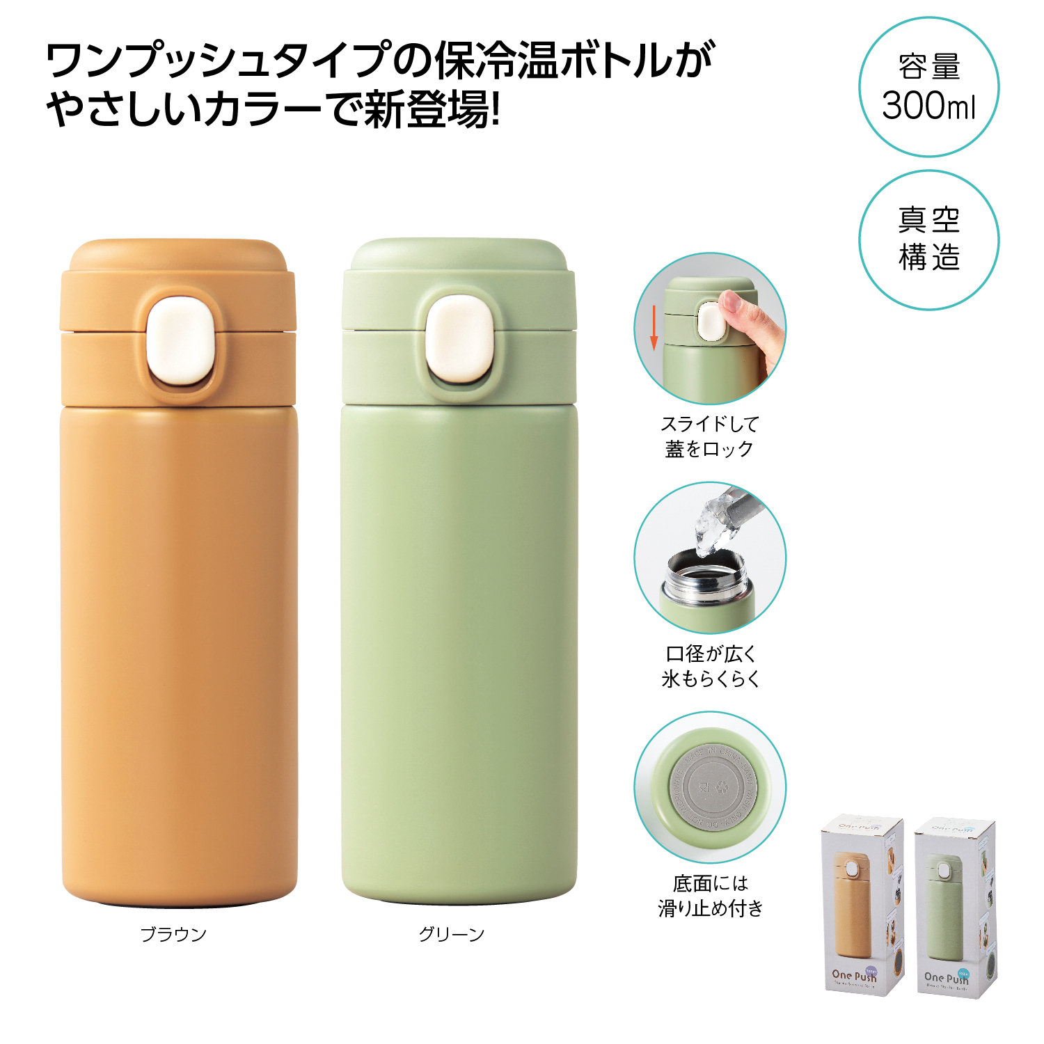 ワンプッシュ　真空保冷温ボトル300mlイメージ