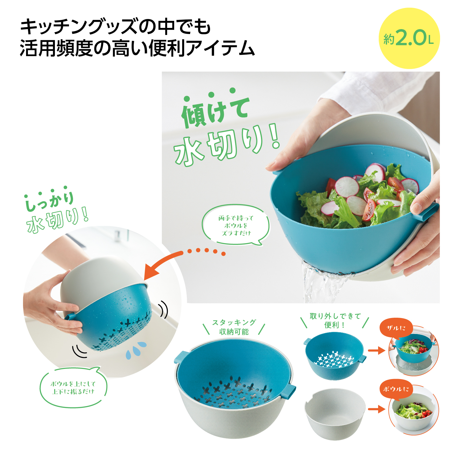 水切りざる＆ボウルセットイメージ